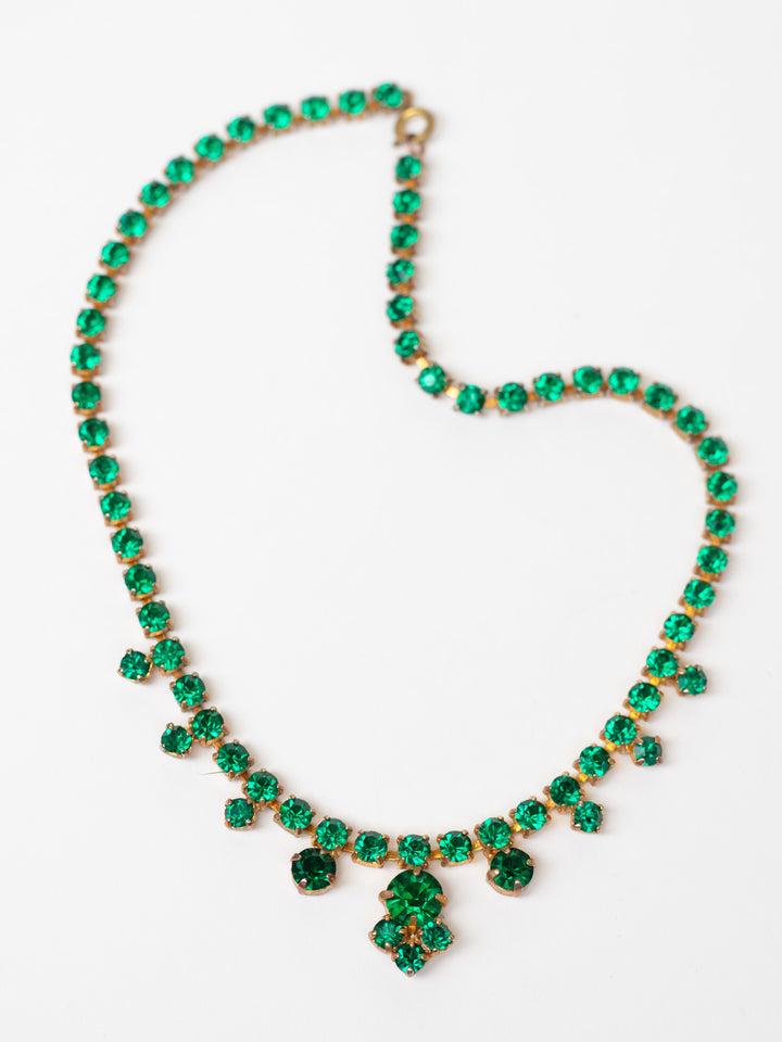 Vintage 50's Emerald Green Rhinestone Necklace
