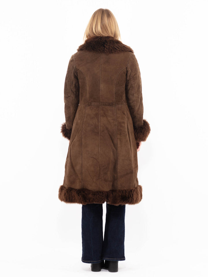 Vintage 70's Women Sheepskin Coat in Brown