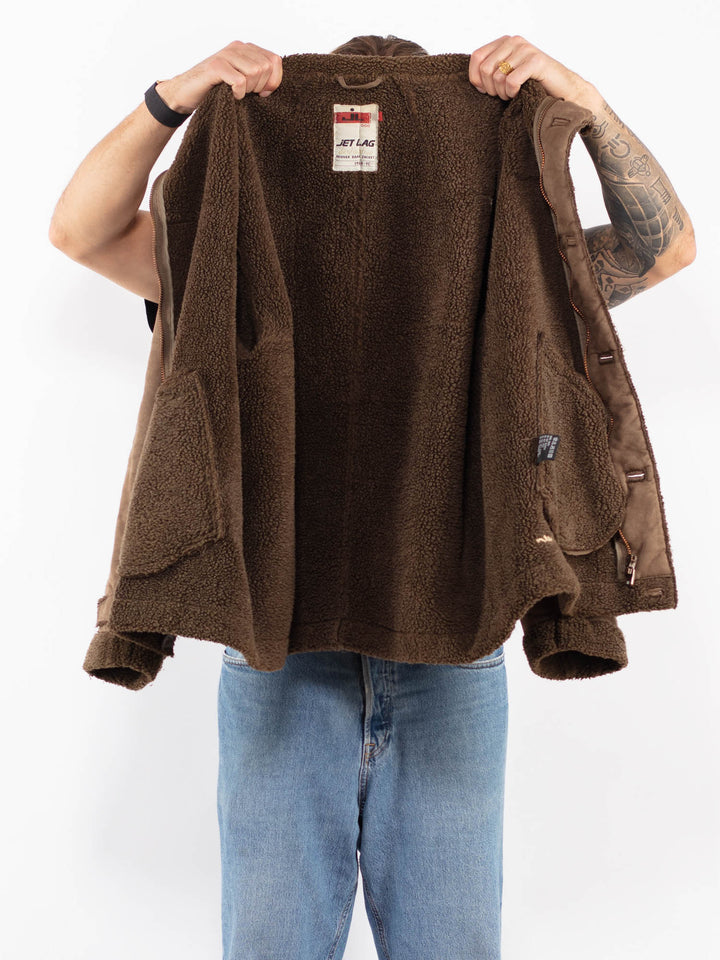 Vintage 00's Men Faux Sheepskin Jacket in Brown