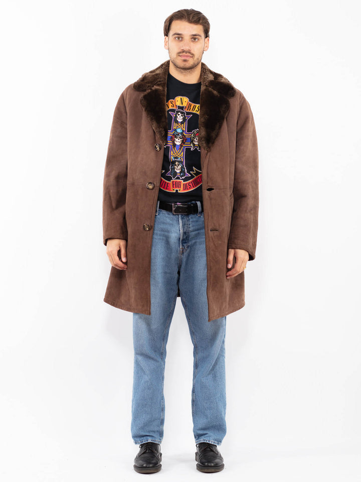 Vintage 70's Men Sheepskin Coat in Brown