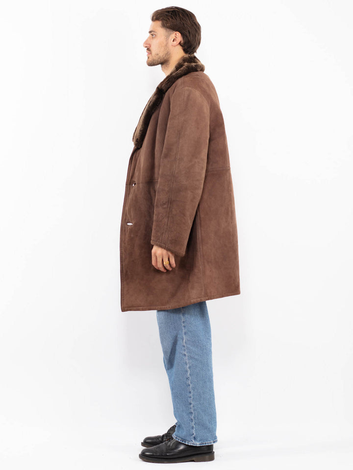 Vintage 70's Men Sheepskin Coat in Brown