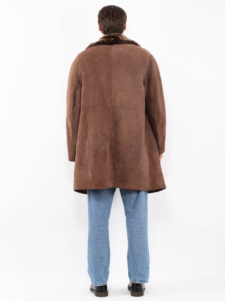 Vintage 70's Men Sheepskin Coat in Brown