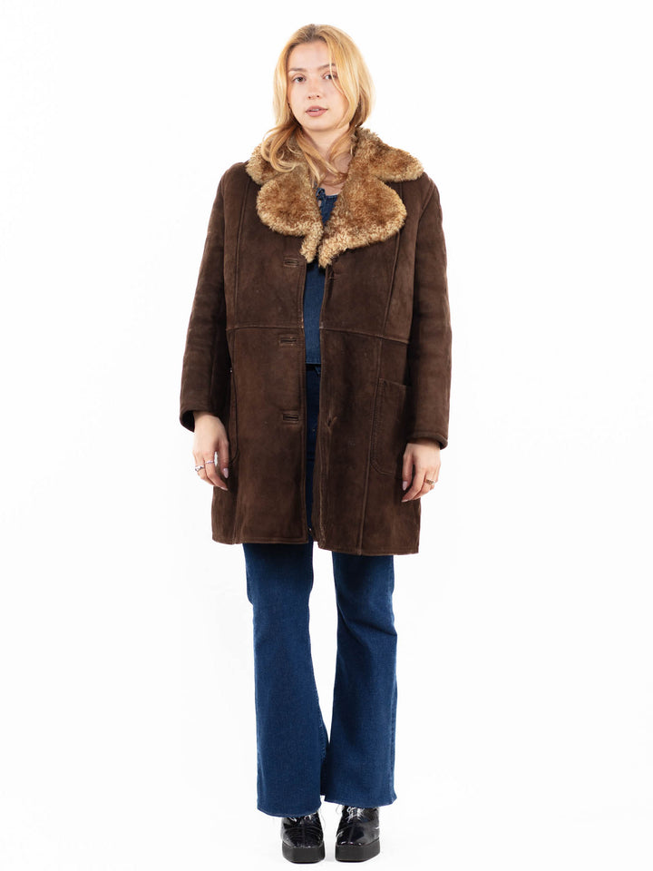 Vintage 70's Women Sheepskin Coat in Brown