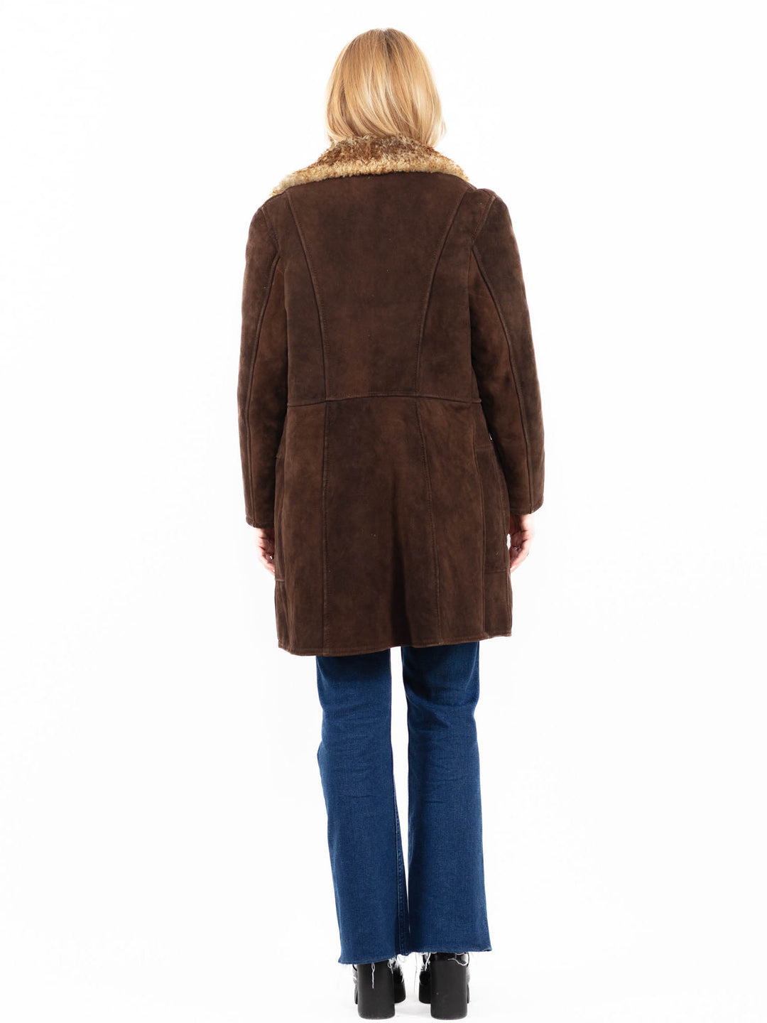 Vintage 70's Women Sheepskin Coat in Brown