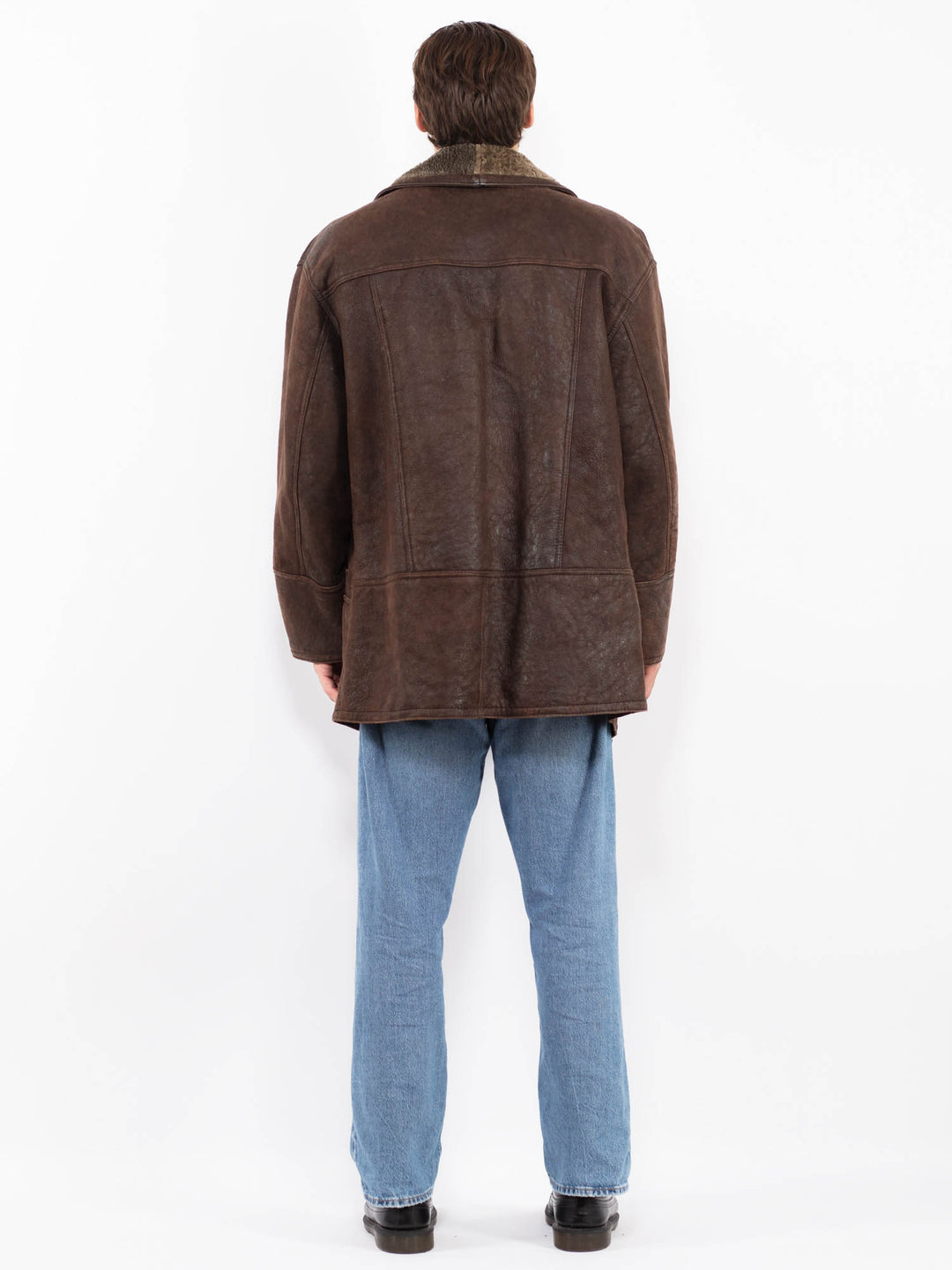 Vintage 80's Men Sheepskin Coat in Brown