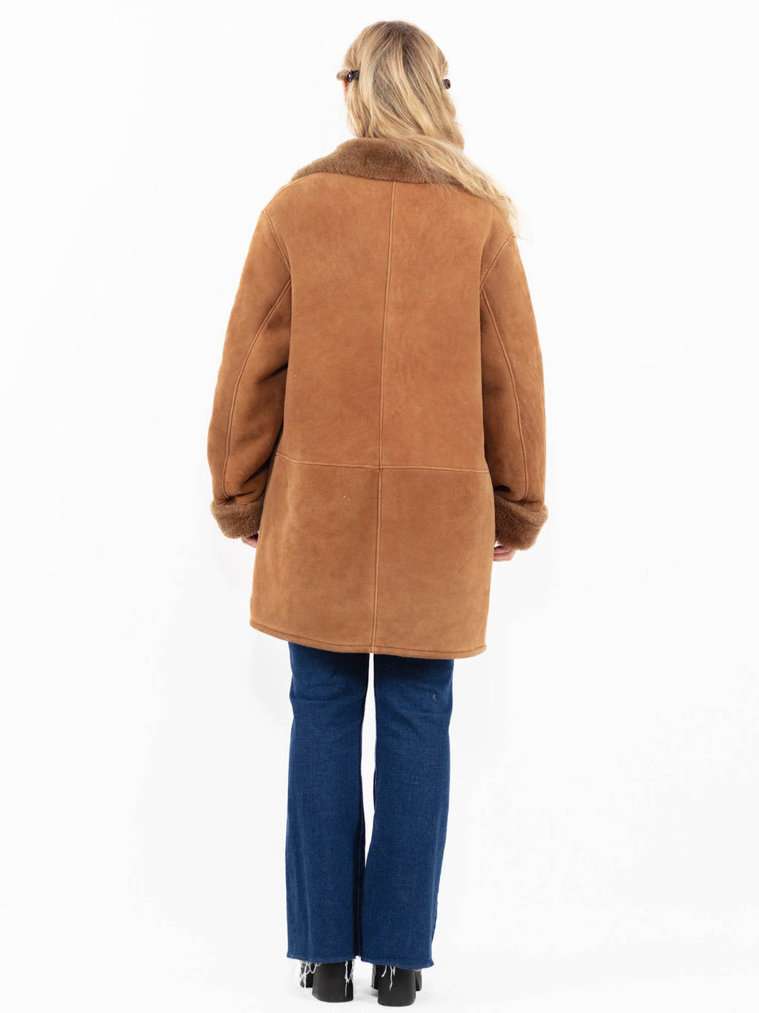 Vintage 90's Women Sheepskin Coat in Brown