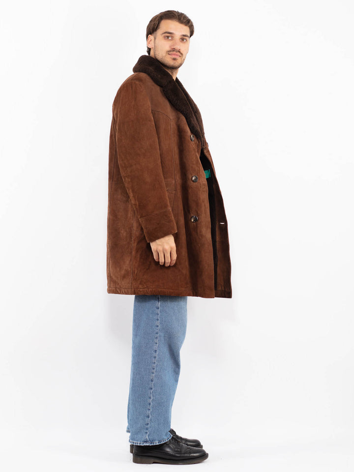 Vintage 70's Men Suede Sherpa Coat in Brown