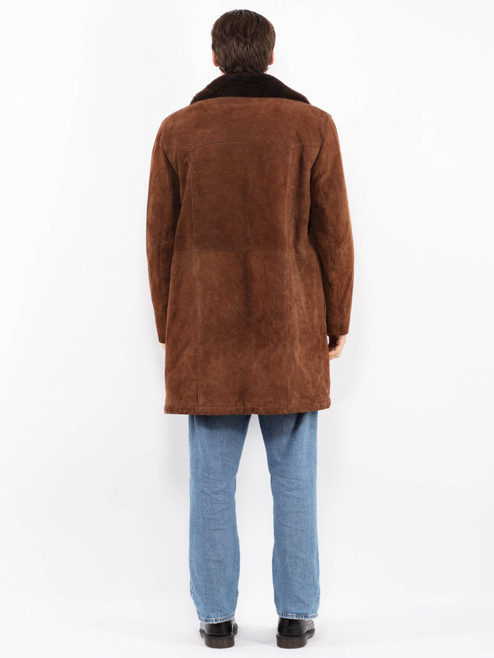 Vintage 70's Men Suede Sherpa Coat in Brown