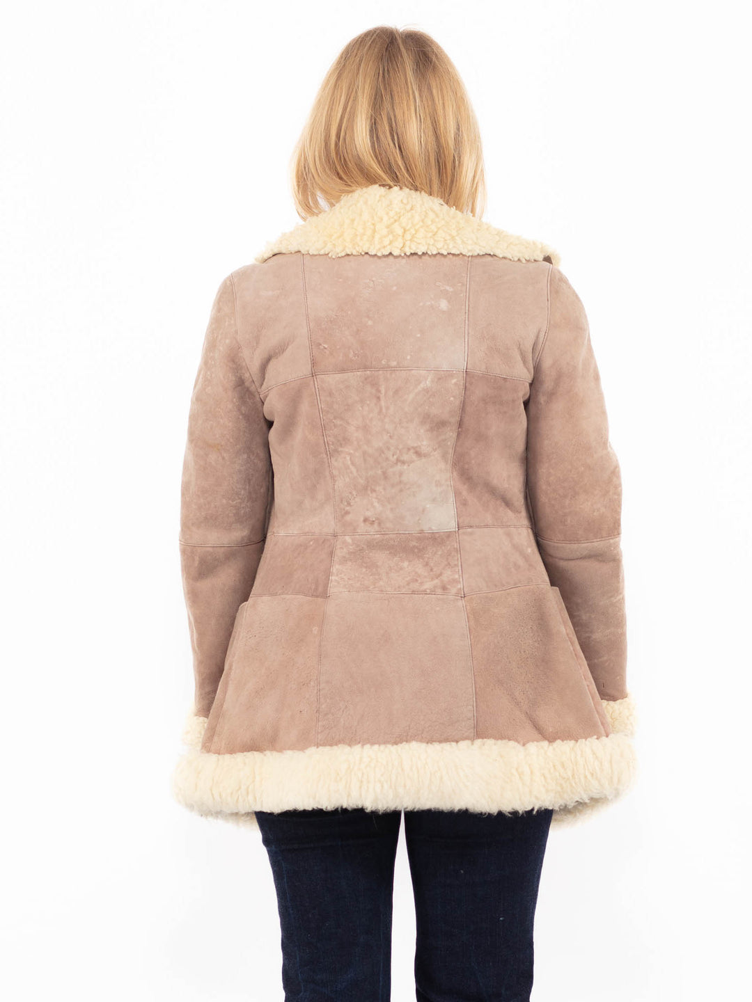 Vintage 70's Women Sheepskin Coat in Beige