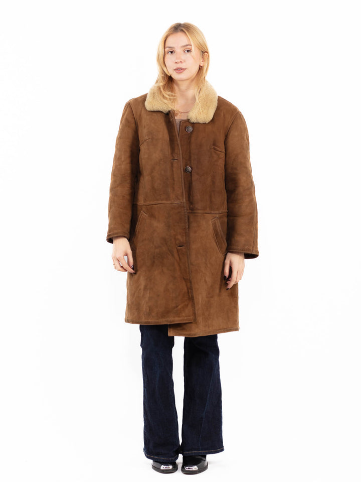 Vintage 70's Women Sheepskin Coat in Brown
