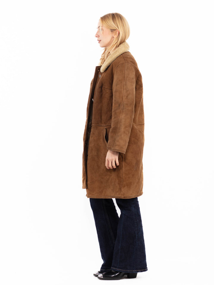 Vintage 70's Women Sheepskin Coat in Brown