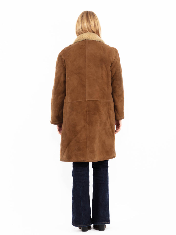 Vintage 70's Women Sheepskin Coat in Brown