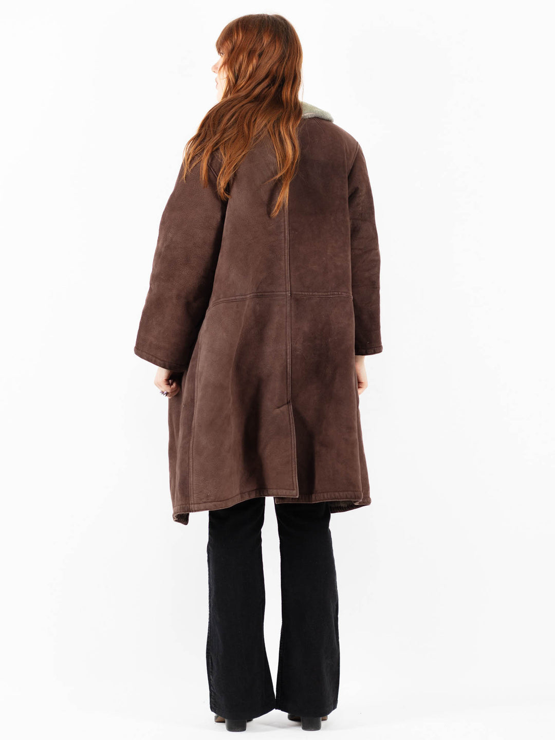 Vintage 70's Women Sheepskin Shearling Coat in Brown