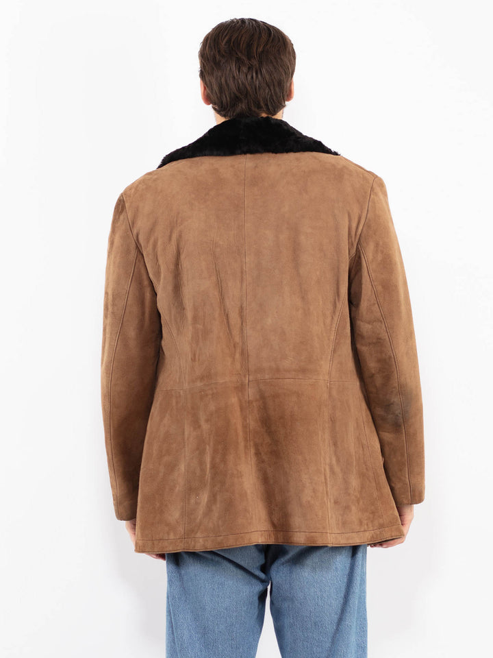Vintage 70's Men Suede Sherpa Coat in Brown