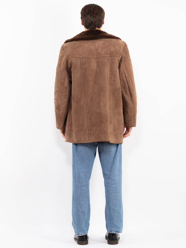 Vintage 70's Men Sheepskin Coat in Brown