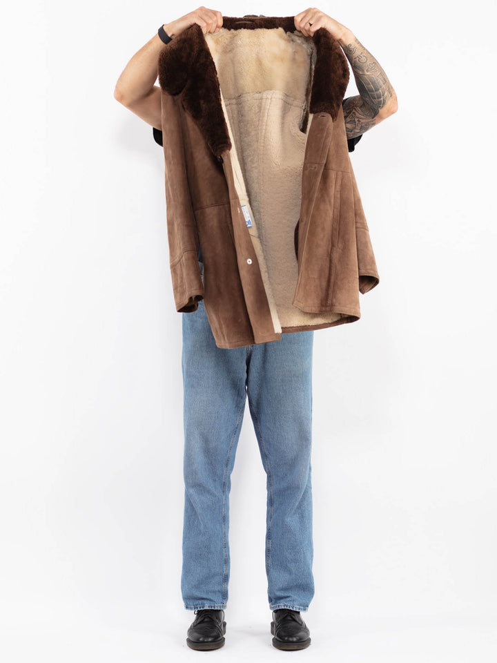Vintage 70's Men Sheepskin Coat in Brown