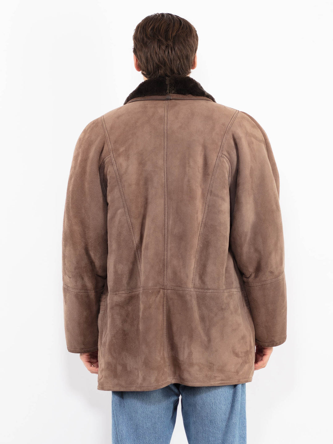 Vintage 80's Men Sheepskin Coat in Brown