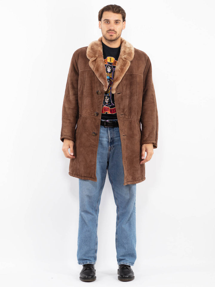 Vintage 70's Men Sheepskin Coat in Brown