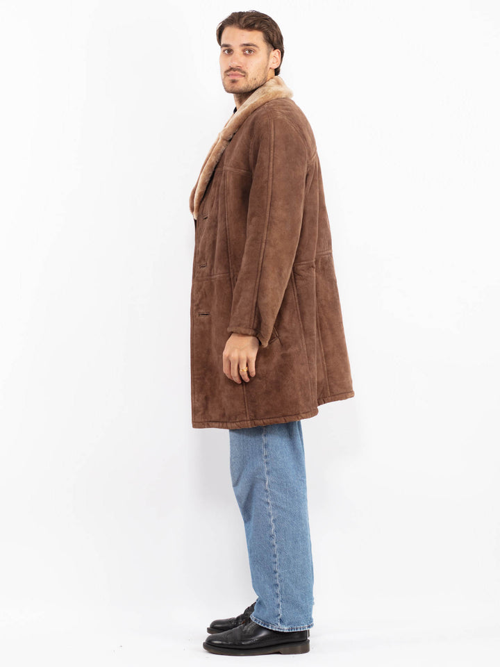Vintage 70's Men Sheepskin Coat in Brown