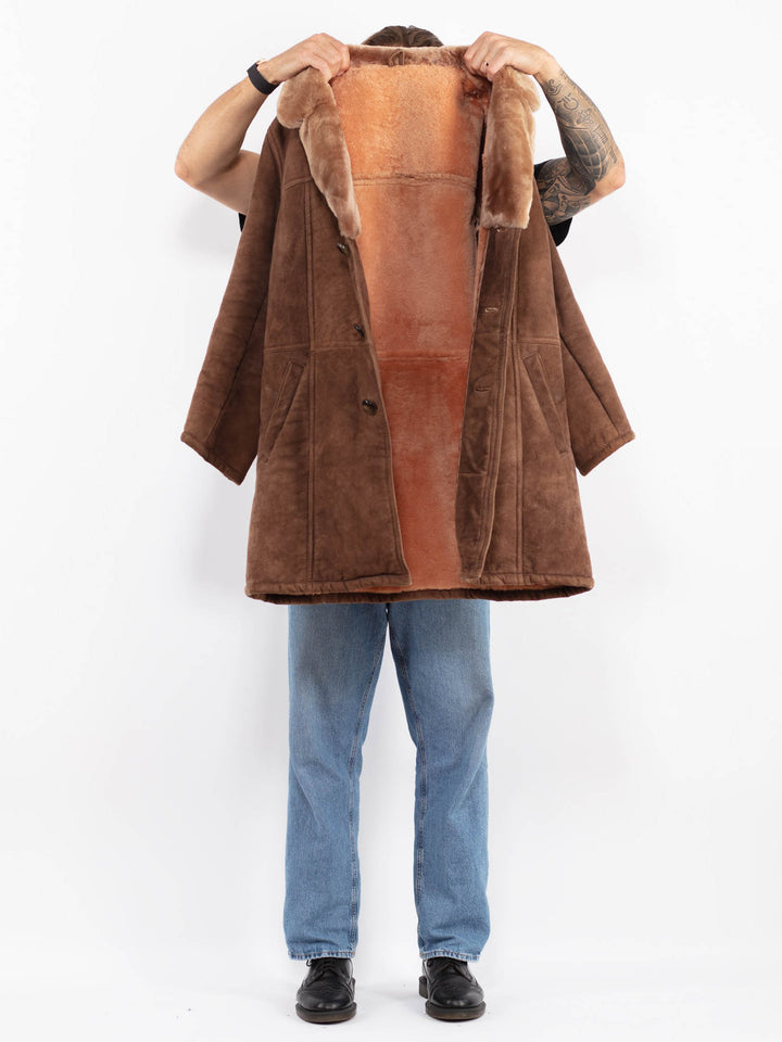 Vintage 70's Men Sheepskin Coat in Brown