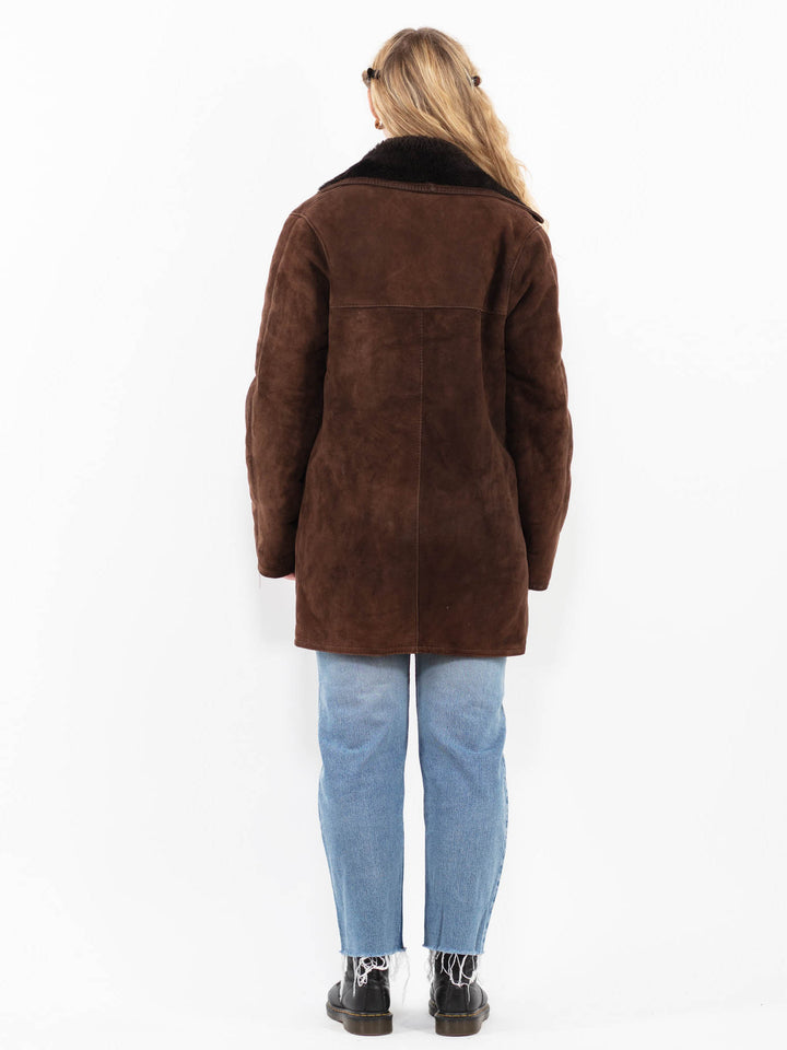 Vintage 80's Women Sheepskin Coat in Brown