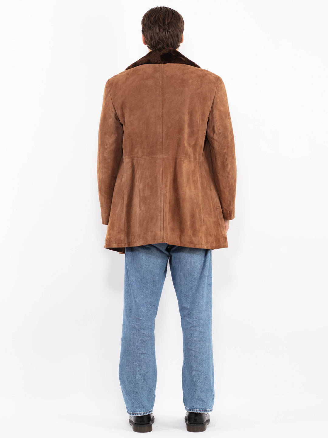 Vintage 70's Men Suede Sherpa Coat in Brown