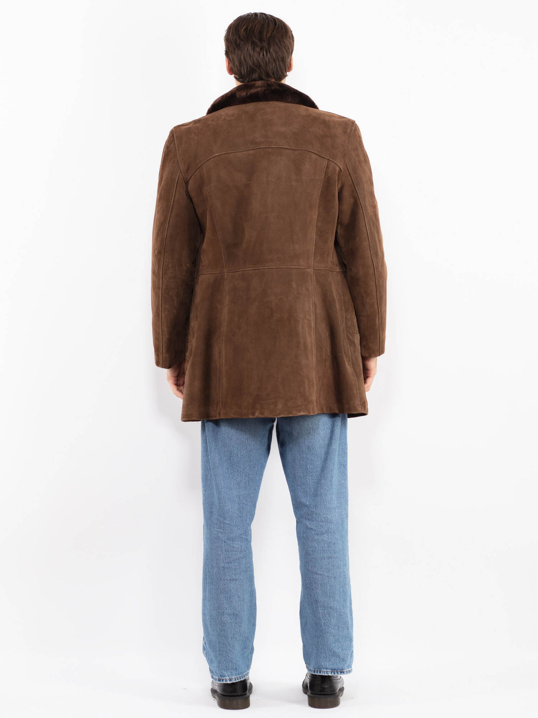 Vintage 70's Men Suede Sherpa Coat in Brown