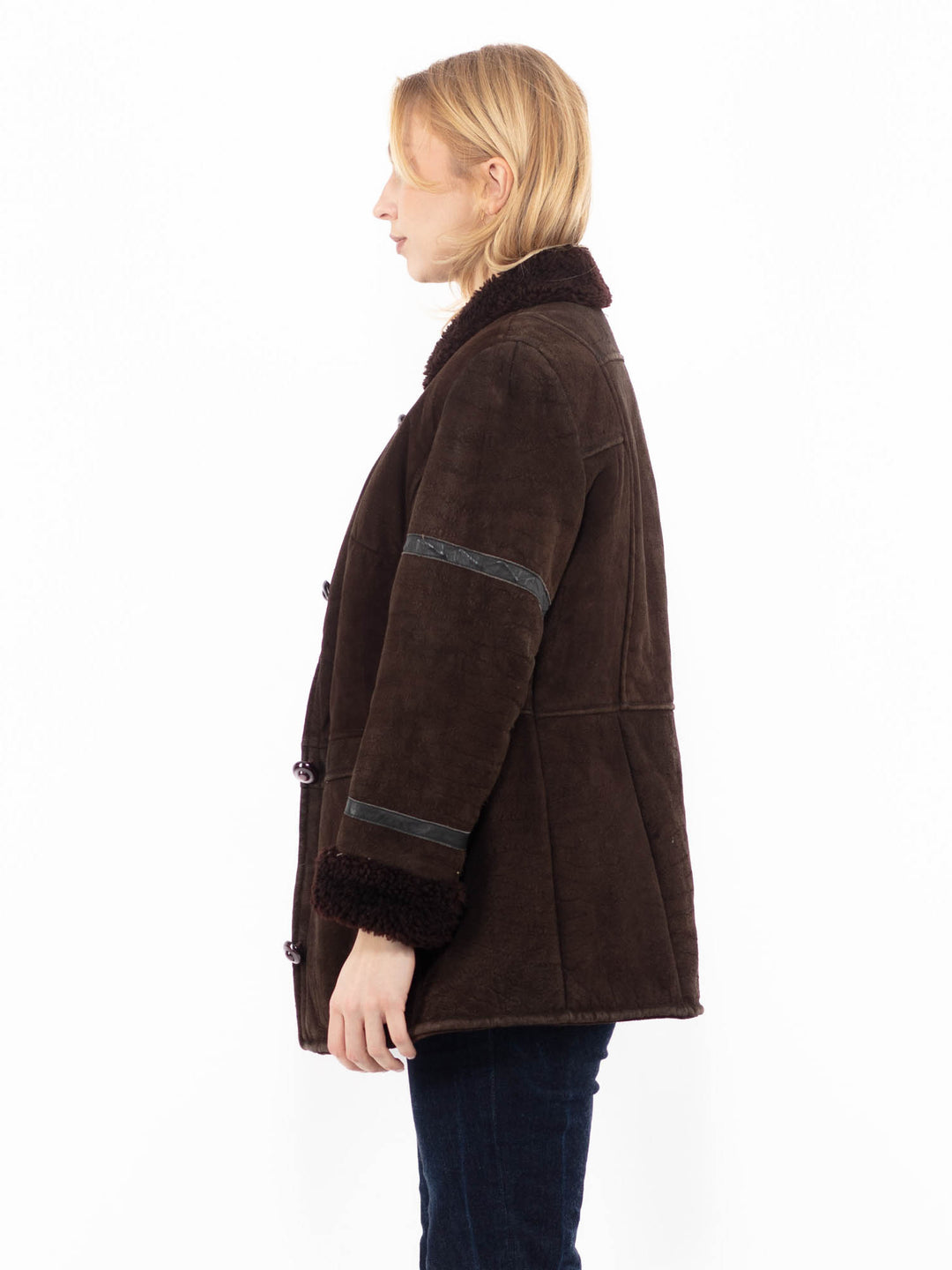 Vintage 80's Women Sheepskin Coat in Brown