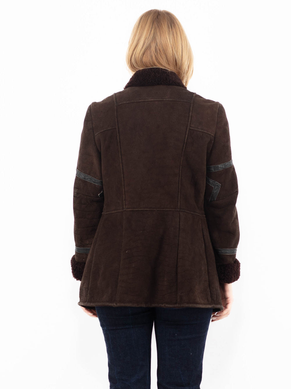 Vintage 80's Women Sheepskin Coat in Brown