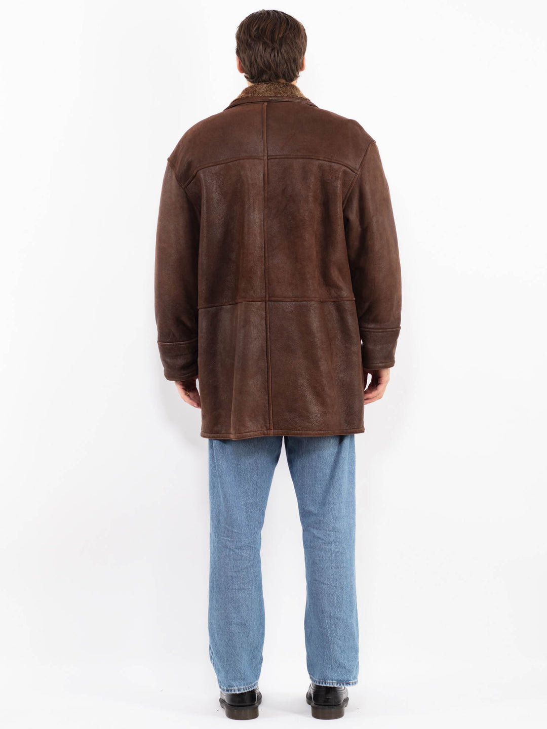 Vintage 90's Men Sheepskin Coat in Brown