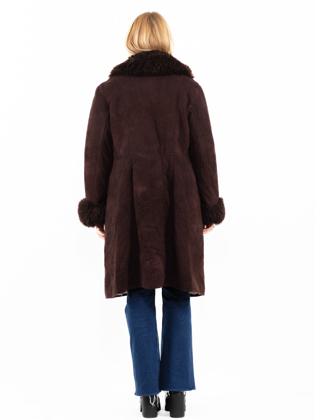 Vintage 70's Women Sheepskin Coat in Brown