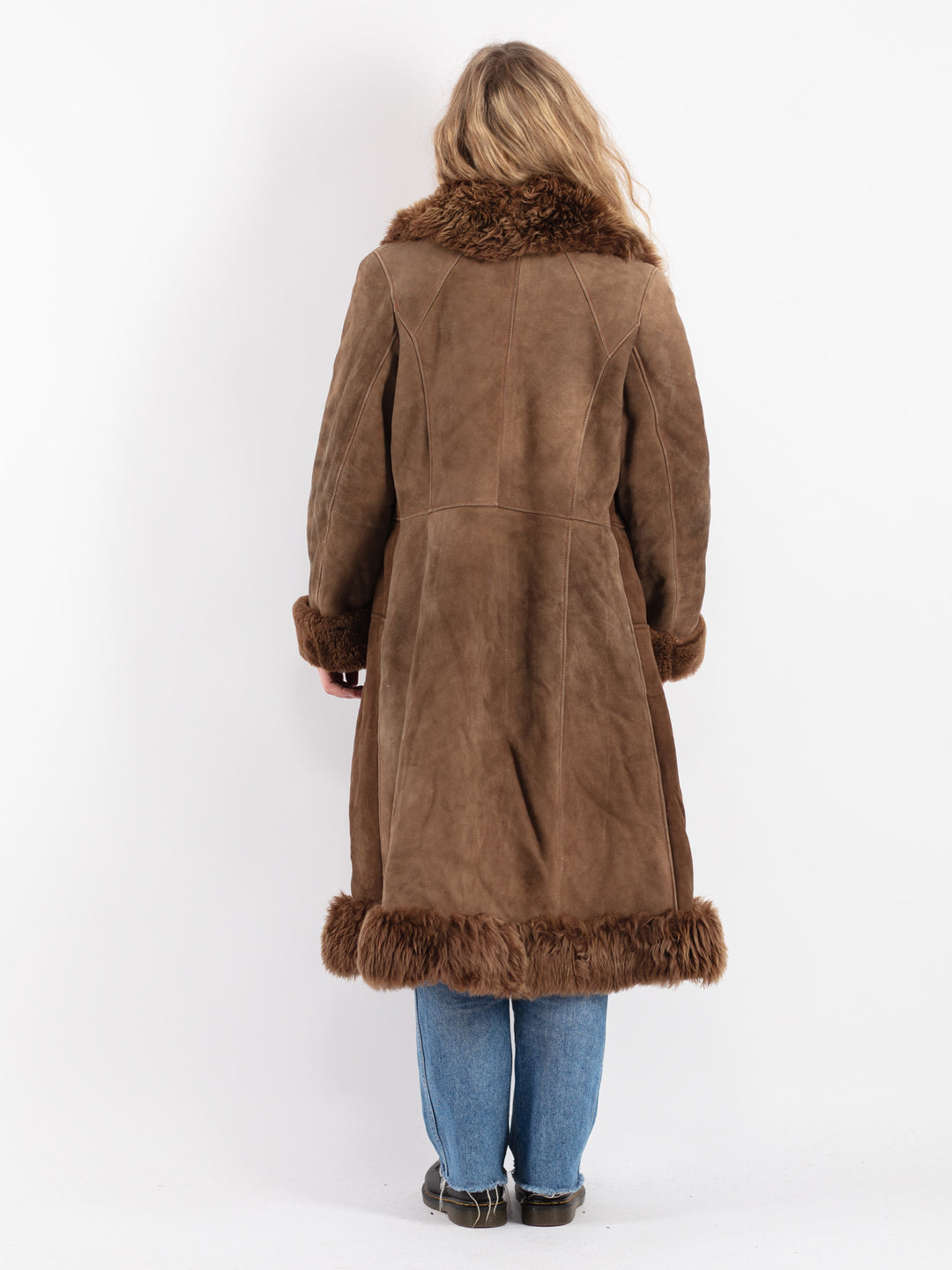 Vintage 70's Women Sheepskin Coat in Brown