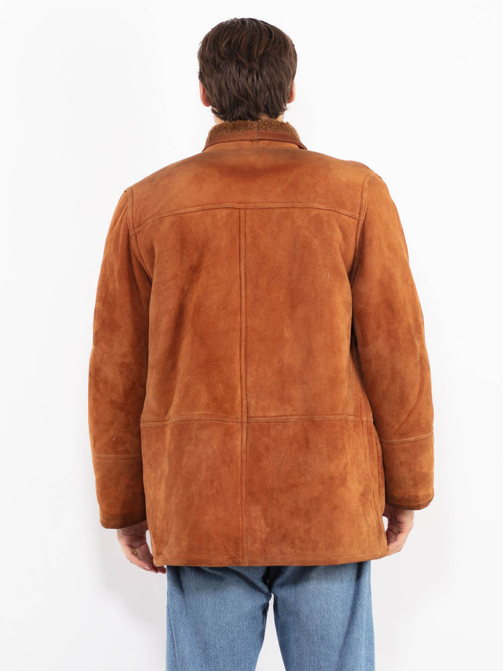 Vintage 80's Men Shearling Coat in Brown