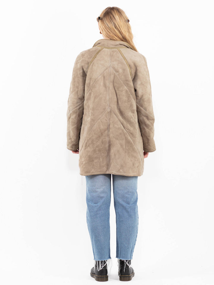 Vintage 70's Women Sheepskin Coat in Gray