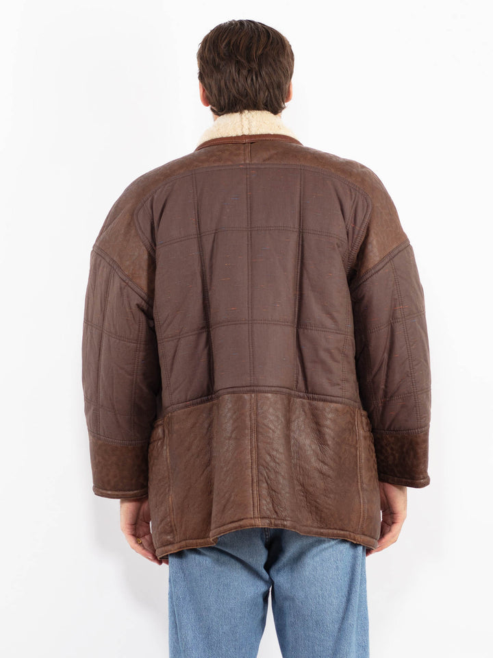 Vintage 80's Men Sheepskin Coat in Brown