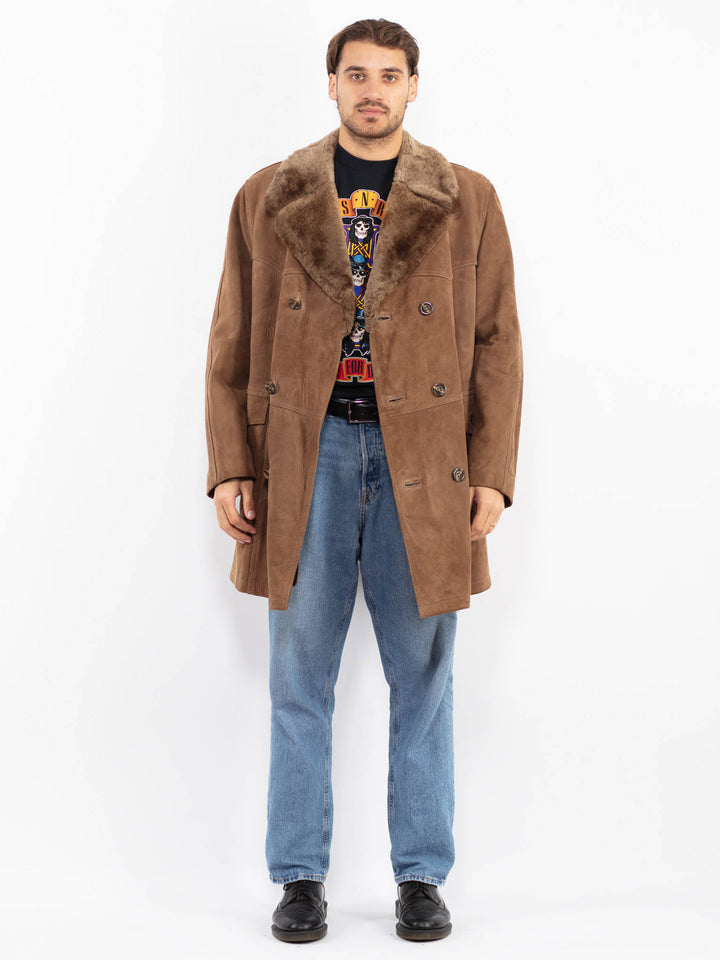 Vintage 70's Men Western Suede Coat in Brown