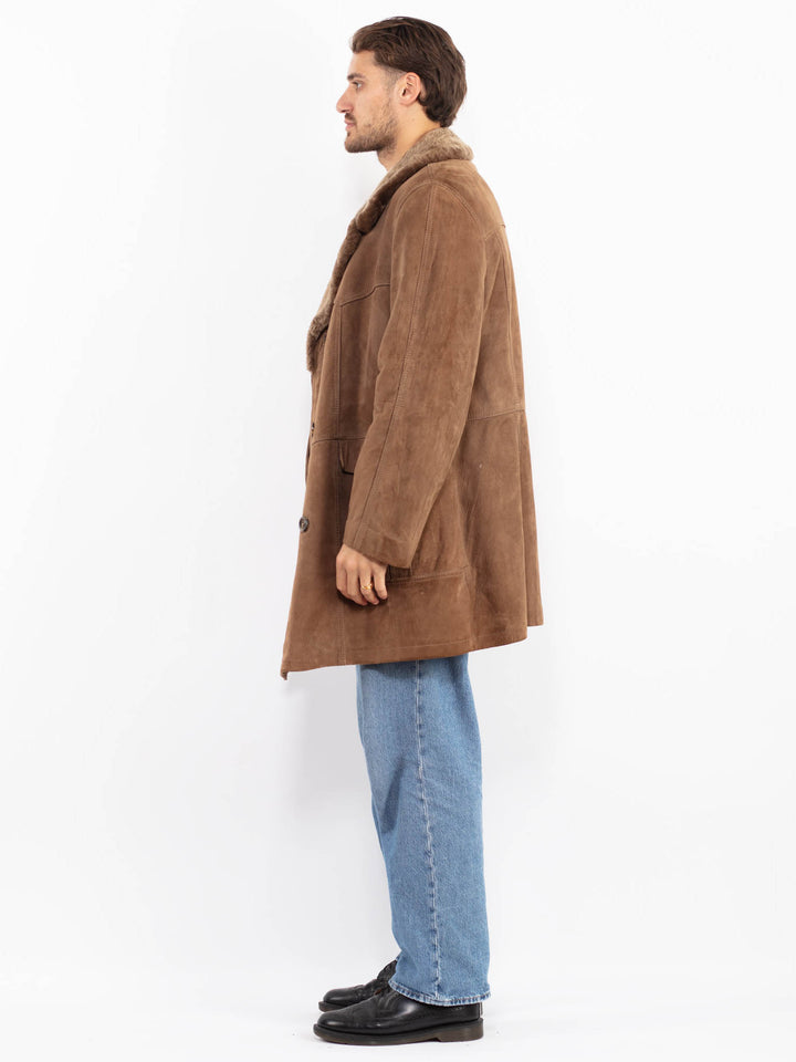 Vintage 70's Men Western Suede Coat in Brown