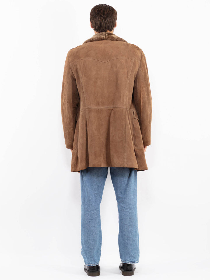 Vintage 70's Men Western Suede Coat in Brown