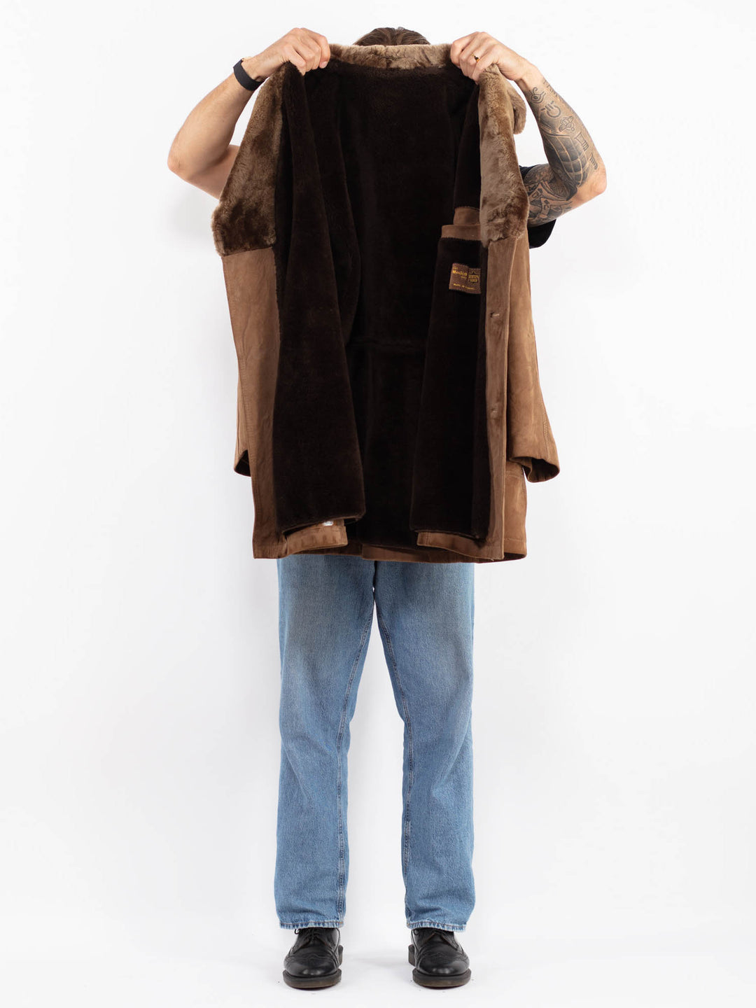 Vintage 70's Men Western Suede Coat in Brown