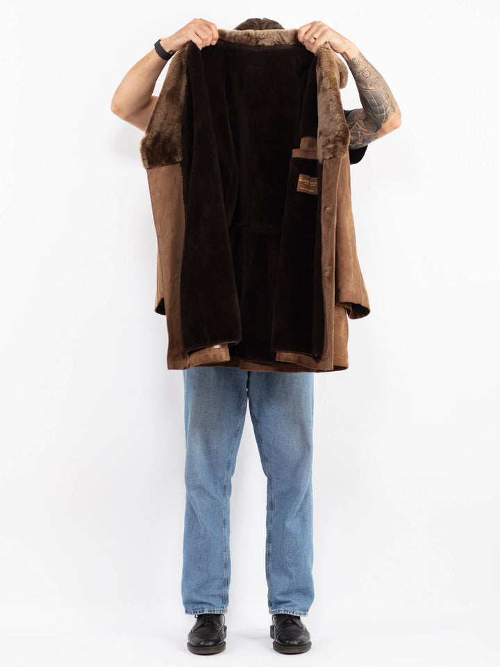 Vintage 70's Men Western Suede Coat in Brown