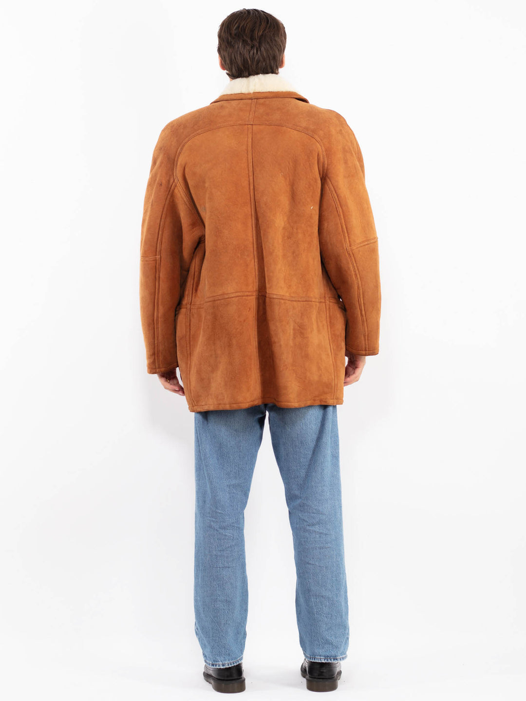 Vintage 80's Men Sheepskin Coat in Brown