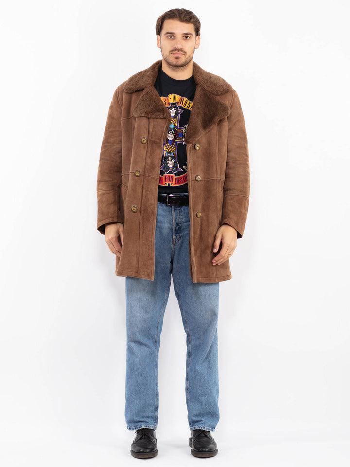 Vintage 70's Men Sheepskin Coat in Brown