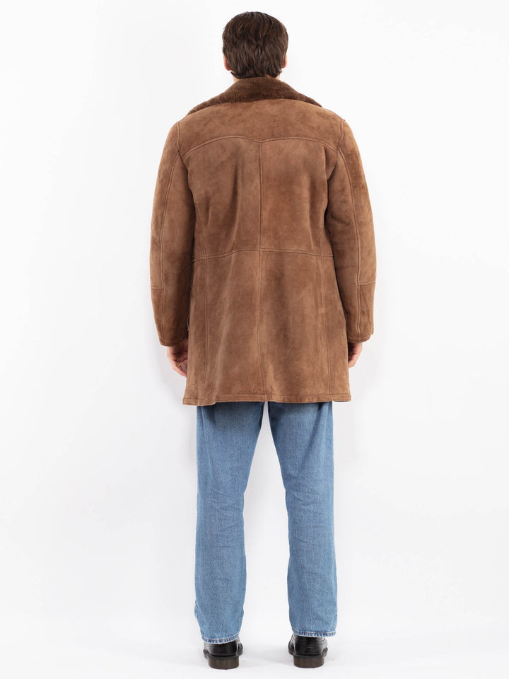 Vintage 70's Men Sheepskin Coat in Brown