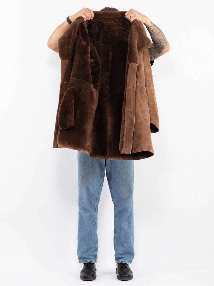 Vintage 70's Men Sheepskin Coat in Brown