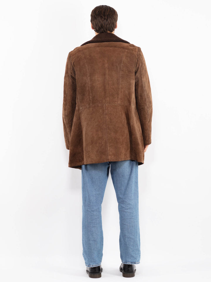 Vintage 70's Men Suede Sherpa Coat in Brown