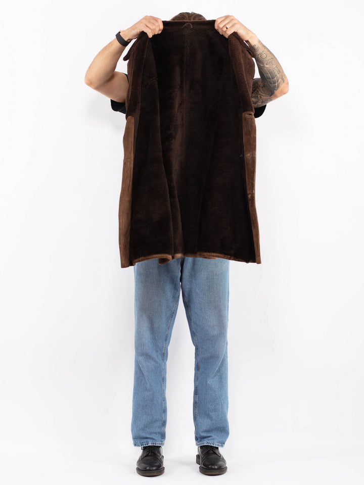 Vintage 70's Men Suede Sherpa Coat in Brown