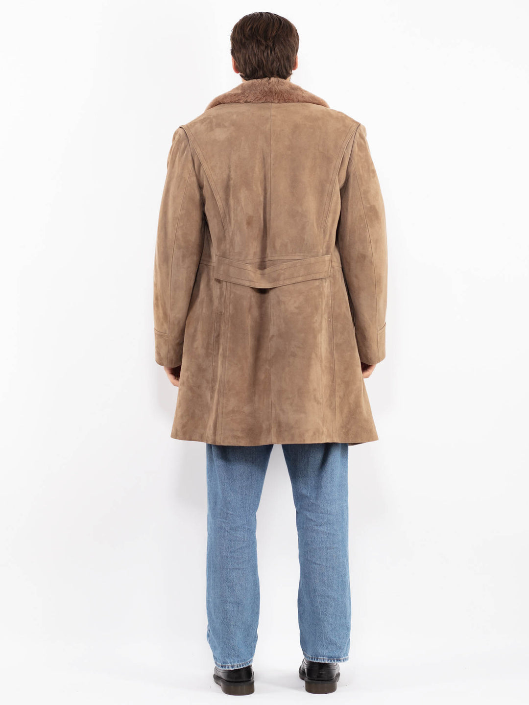 Vintage 70's Men Suede Sherpa Coat in Brown