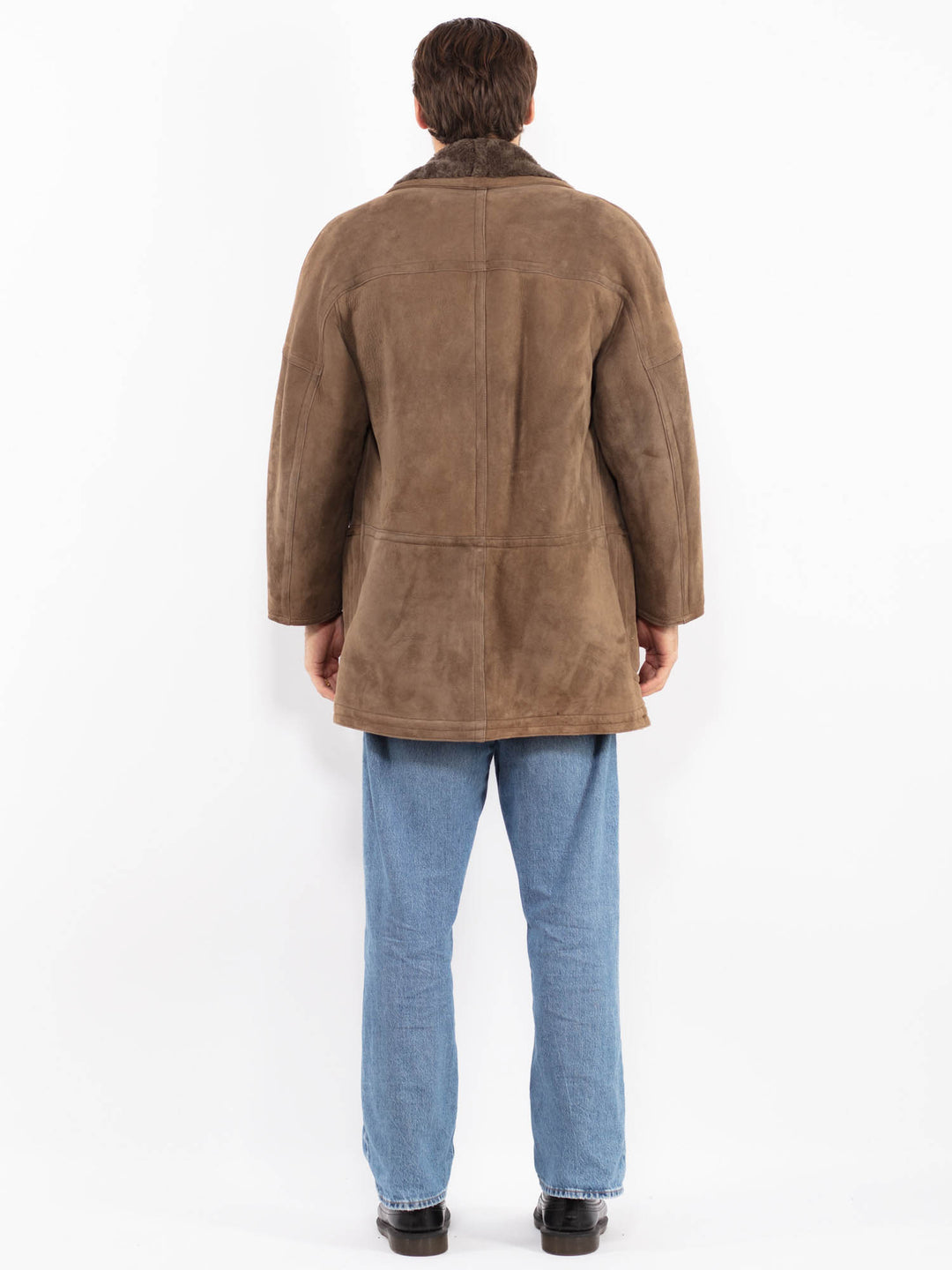 Vintage 80's Men Sheepskin Coat in Brown