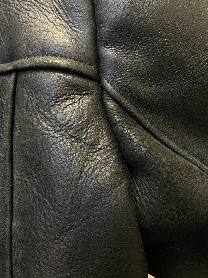 Vintage 90's Men Sheepskin Leather Jacket in Black