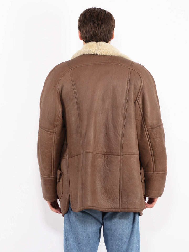 Vintage 80's Men Sheepskin Coat in Brown